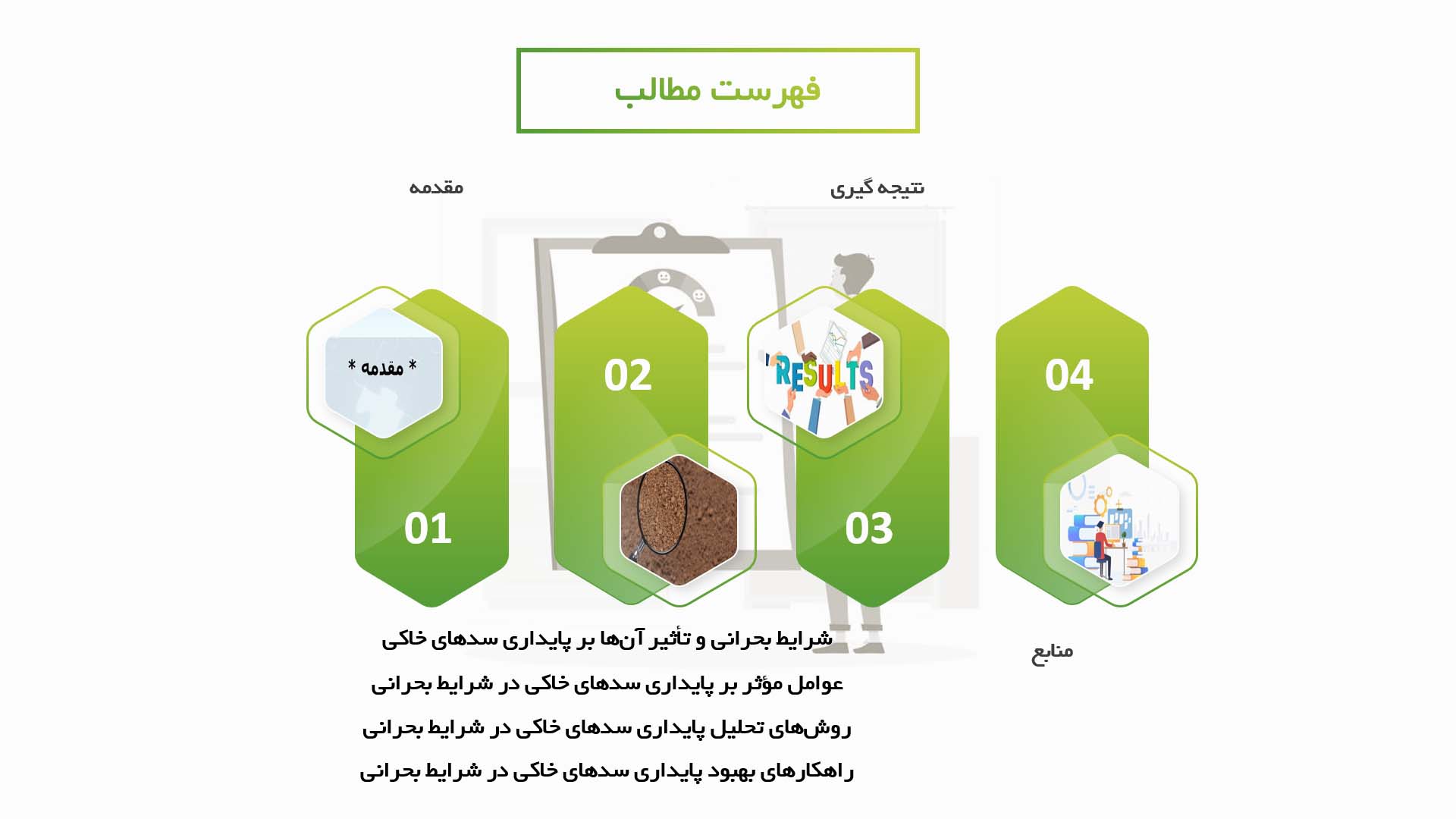 پاورپوینت در مورد پایداری سدهای خاکی در شرایط بحرانی